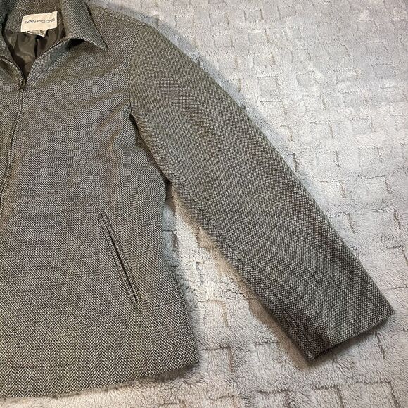 Women's Vtg Evan Picone Green Herringbone Tweed Jacket Coat Size 10 - Picture 4 of 16